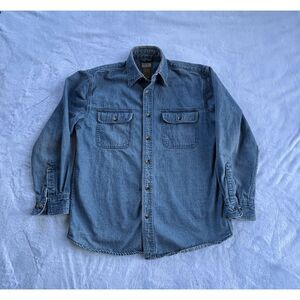 C.E Schmidt Workwear Denim Shirt Jacket Chore/Barn Coat 100% Cotton Size L Faded